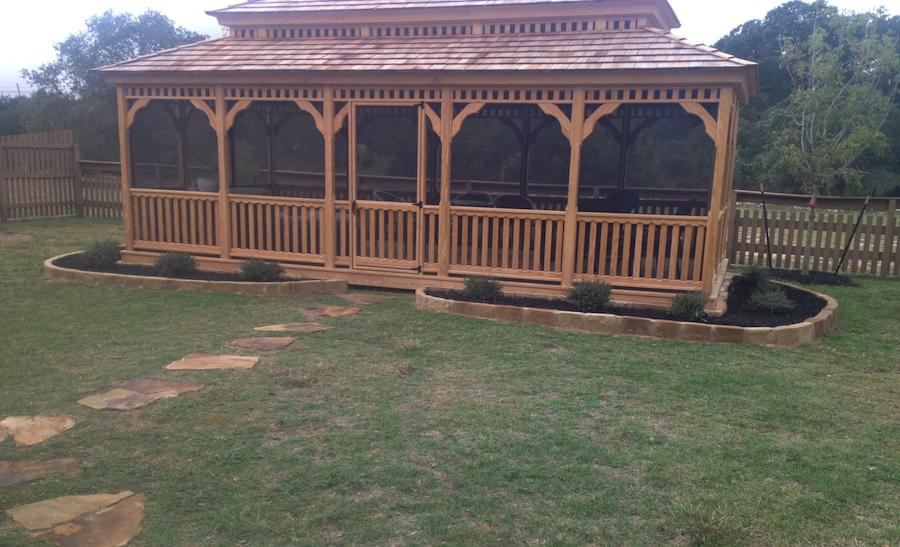 Landscaping around Screened Porch in Kyle